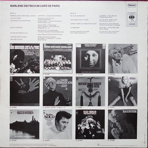 Marlene Dietrich – Im Café De Paris (LP Germany 1969) Rechanneled 1954 Concert for STEREO nm/vg++ - Image 2