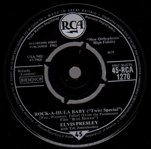 Elvis Presley – Can't Help Falling in Love / Rock-A-Hula Baby (7"si UK 1961) g+ - Image 2