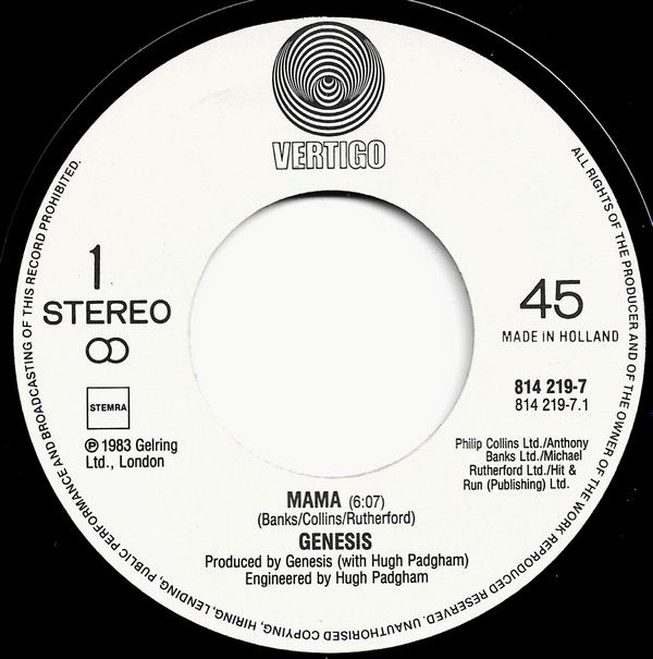 Genesis – Mama (7"si NL 1983) nm/vg++ - Image 3