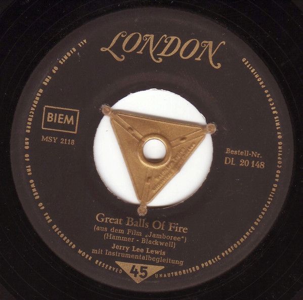 Jerry Lee Lewis – Great Balls of Fire / Mean Woman Blues (7"si Germany 1957) vg+
