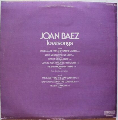 Joan Baez ‎– Lovesongs (LP France 1977) nm/nm - Image 2