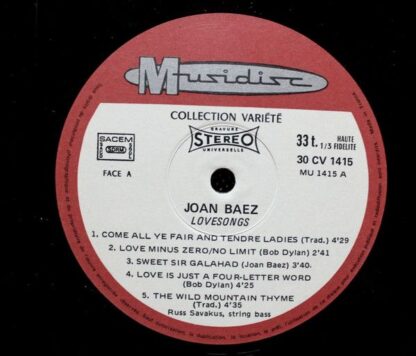 Joan Baez ‎– Lovesongs (LP France 1977) nm/nm - Image 3