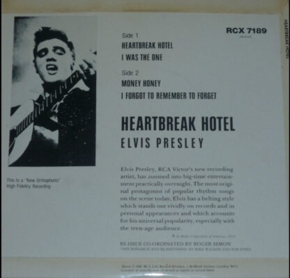Elvis Presley ‎– Heartbreak Hotel (7"EP UK 1981 reissue) vg+/vg++ - Image 2