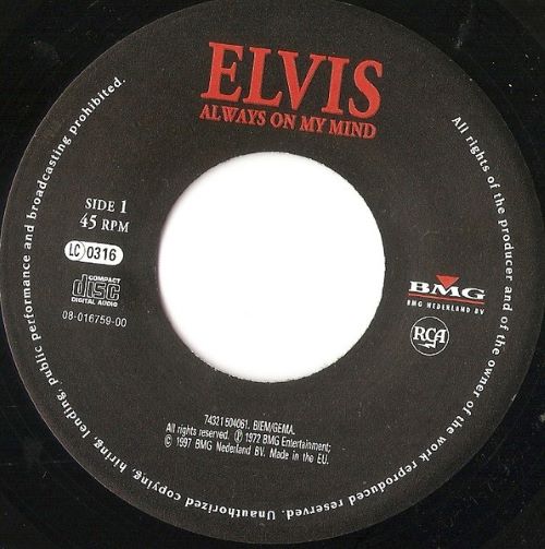 Elvis Presley – Always On My Mind / Separate Ways (7"si NL 1997) mint-/nm - Image 3