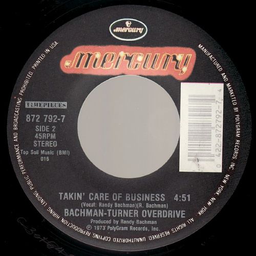 Bachman-Turner Overdrive – You Ain't Seen Nothing Yet / Takin' Care of Business (7"si US 1974) nm/vg+ - Image 2