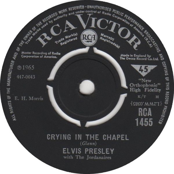 Elvis Presley – Crying In The Chapel (7"si UK 1965) vg++