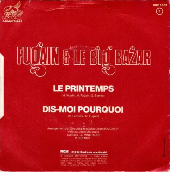 Michel Fugain & Le Big Bazar – Le Printemps / Dis-Moi Pourquoi (7"si France 1976) 6:59min! nm/vg++ - Image 2