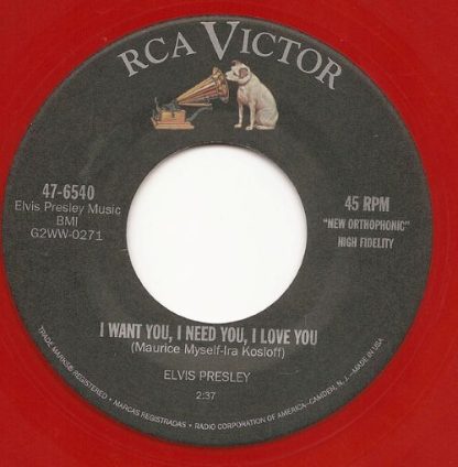 Elvis Presley ‎– I Want You, I Need You, I Love You / My Baby Left Me (7"si US 2001) Red Vinyl! nm/nm - Image 2