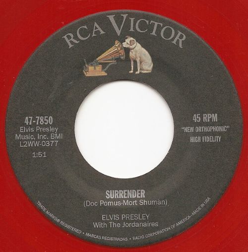 Elvis Presley – Surrender / Lonely Man (7"si US 2001) Red Vinyl! nm/mint - Image 3