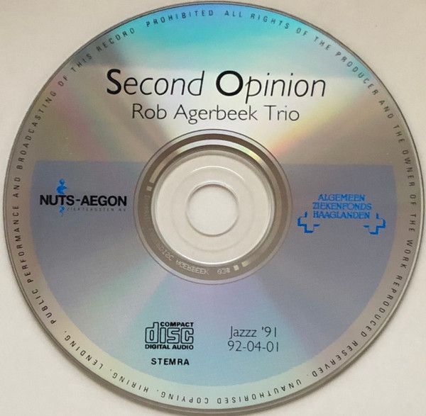 Rob Agerbeek Trio – Second Opinion (CD NL 1992) nm/mint - Image 3