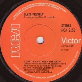 Elvis Presley ‎– I Just Can't Help Believin' (7"si UK 1971) vg++/vg