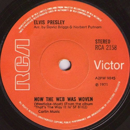 Elvis Presley – I Just Can't Help Believin' (7"si UK 1971) vg++/vg - Image 2