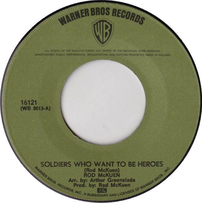 Rod McKuen – Soldiers Who Want To Be Heroes (7"si NL 1971) nm/vg- - Image 3