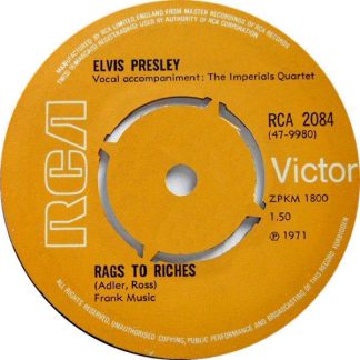 Elvis Presley ‎– Rags to Riches / Where Did They Go, Lord (7"si UK 1971) vg+